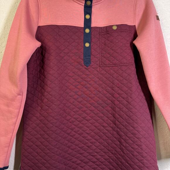 L.L. BEAN Pullover Quilted & Fleece Quarter Snap Colorblock Mock Neck Merlot - Picture 7 of 15